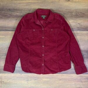 Eddie Bauer Red Corduroy Button-Up Shirt Men's XL